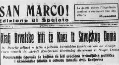 Pavelić je talijanskom kralju Emanuelu III. ponudio Zvonimirovu krunu: naslovnica splitskog okupacijskog dnevnika San Marco