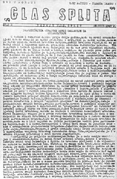 Prvi brojevi Glasa Splita (»Svi u borbu«)