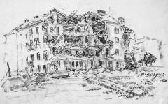 Jedna od porušenih stambenih zgrada na Bačvicama na fotografiji i crtežu Nike Armande