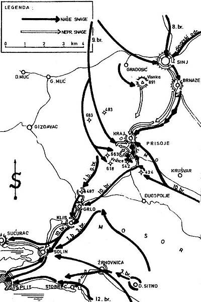 Nastupanje 10. dalmatinske brigade prema Sinju,Klisu, Solinu i Splitu