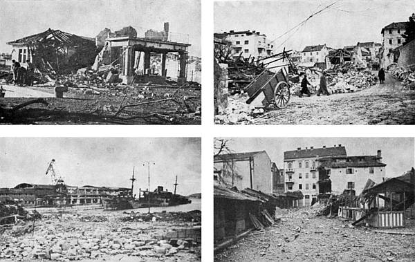 Split je Oslobođenje dočekao s mnoštvom ruševina: uništeno je 20 posto stambenog fonda, teško su oštećena lučka postrojenja, željeznička stanica, Pazar, brodogradilište, porušena crkva sv. Petra na Lučcu i biskupova palača