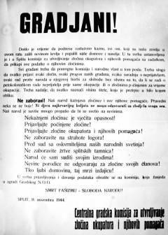 Oglas Centralne gradske komisije za utvrđivanje zločina okupatora i njegovih pomagača