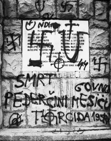 Nakon 1990. u Hrvatskoj je nastalo vandalsko uništavanje gotovo svih spomen-obilježja otporu fašizmu bez kojeg ne bi bilo ni suvremene Hrvatske. Razorenu i oštećenu spomeničku baštinu nitko ne misli obnavljati a barbarski odnos prema njoj traje već dva desetljeća